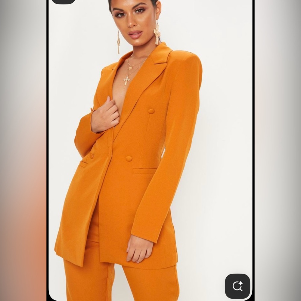 PrettyLittleThing Vibrant OrangeMustard Blazer pant Set